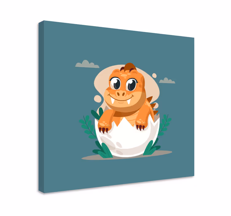 Tableau dinosaures mignon bébé qui éclot - TenStickers