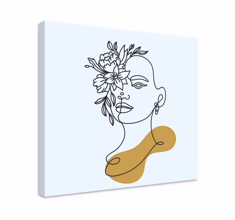 Tableau art portrait floral abstrait - TenStickers