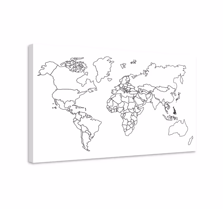 Tableau carte du monde carte du monde en contours - TenStickers