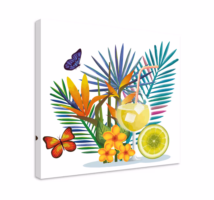Tableau fleurs et plantes arrangement de boissons tropicales - TenStickers
