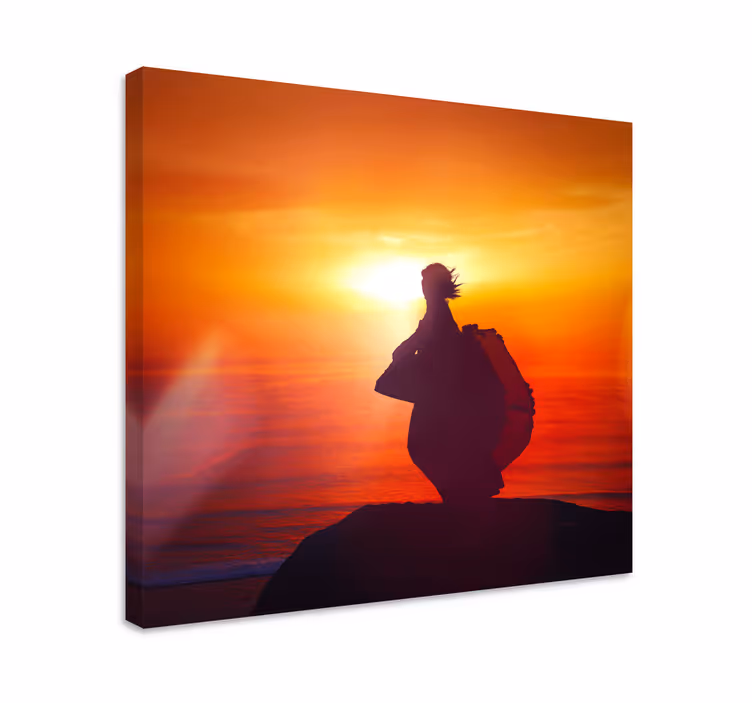 Tableau abstrait silhouette au coucher du soleil - TenStickers