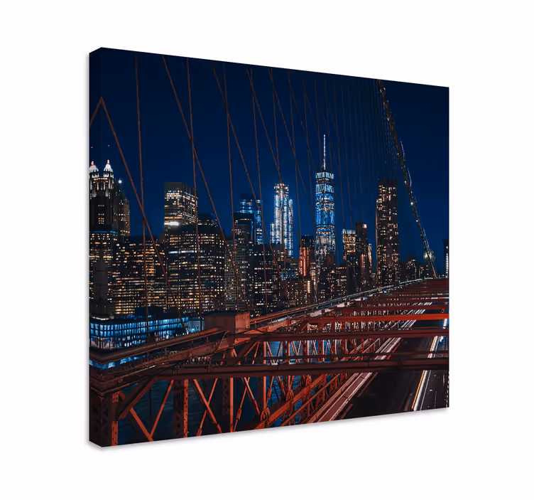 Tableau villes et pays vue du pont de brooklyn - TenStickers