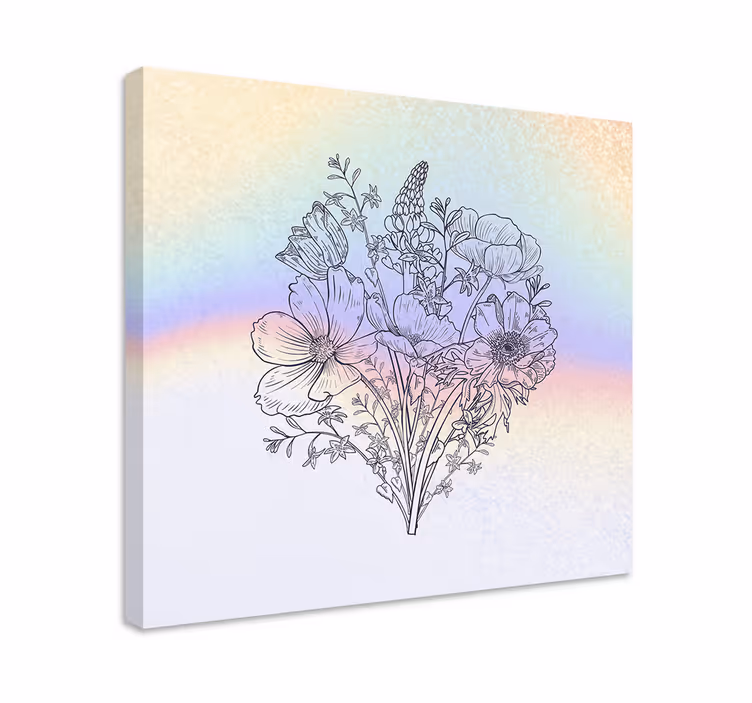 Tableau fleurs et plantes contours de bouquet floral - TenStickers