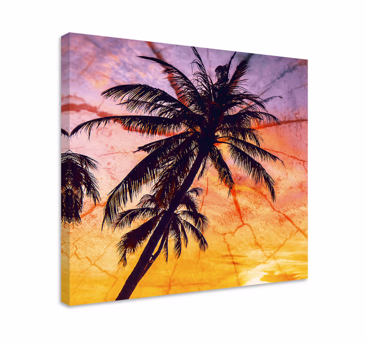 Tableau fleurs et plantes arbres de palmier en silhouette - TenStickers