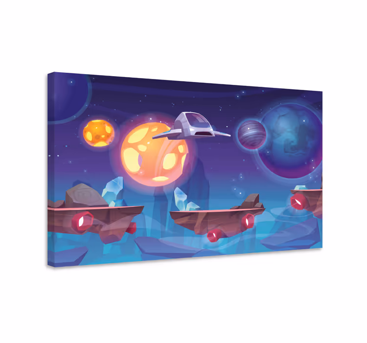 Cadre jeux vidéo scène d'aventure spatiale - TenStickers