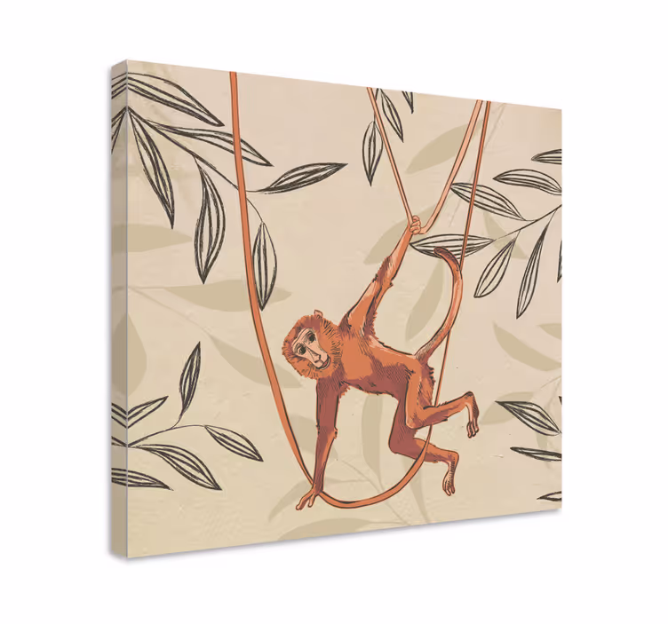 Tableau animaux singe balançoire - TenStickers