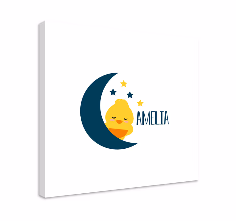 Tableau bébé poule endormie sous la lune - TenStickers