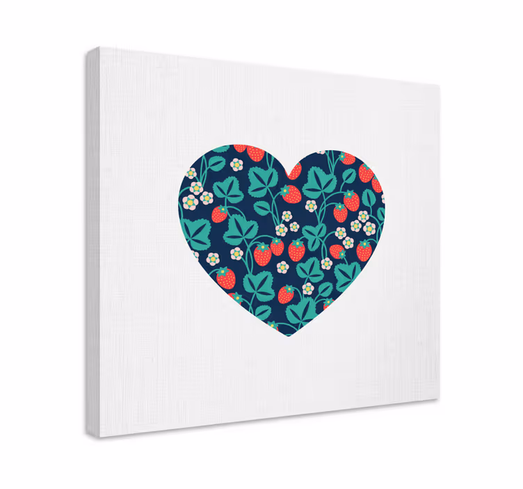 Tableau fleurs et plantes motif fraises en cœur - TenStickers