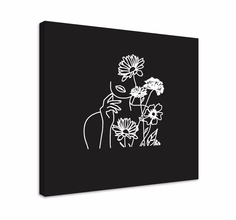 Tableau fleurs et plantes en dessin floral minimaliste - TenStickers