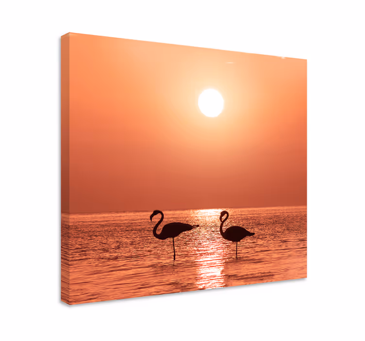 Tableau oiseaux flamants au coucher de soleil - TenStickers