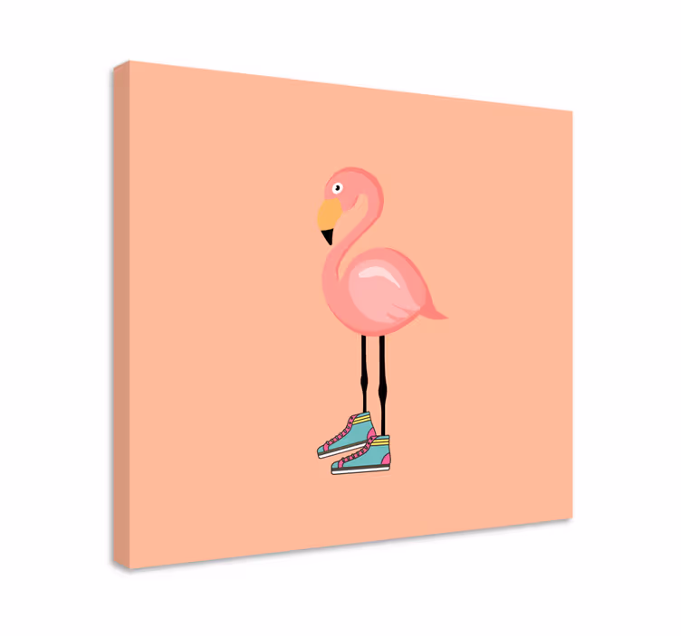 Tableau oiseaux flamant rose skateur élégant - TenStickers