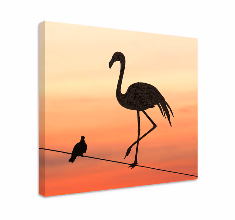 Tableau d'un flamand rose et d'un oiseau - TenStickers