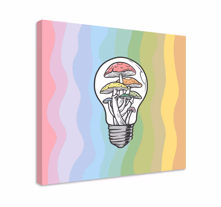 Tableau texte ampoule champignon - TenStickers