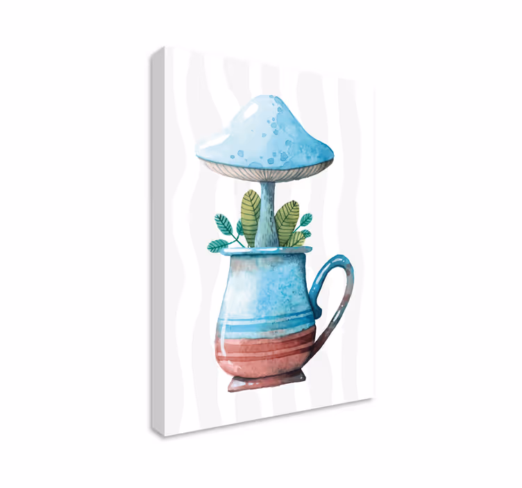 Tableau fleurs et plantes champignon dans une tasse - TenStickers