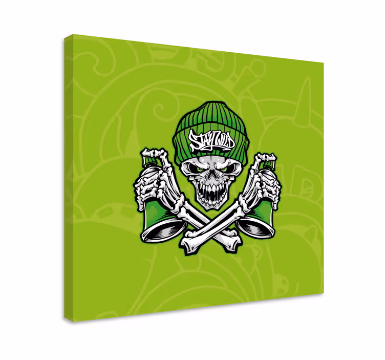 Tableau personnage crâne tenant des tasses - TenStickers