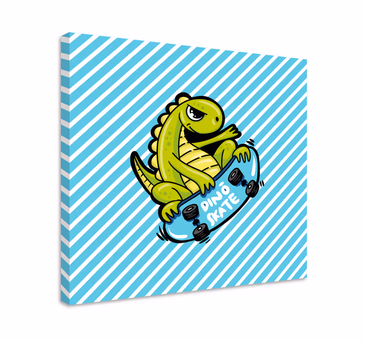 Tableau dinosaures fun de skate avec des dinosaures - TenStickers