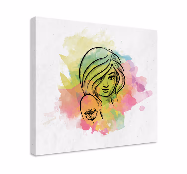 Tableau personnage portrait de femme à l'aquarelle - TenStickers