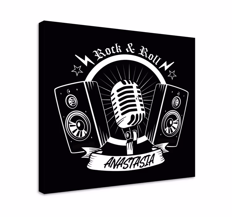 Tableau musique design microphone rétro - TenStickers
