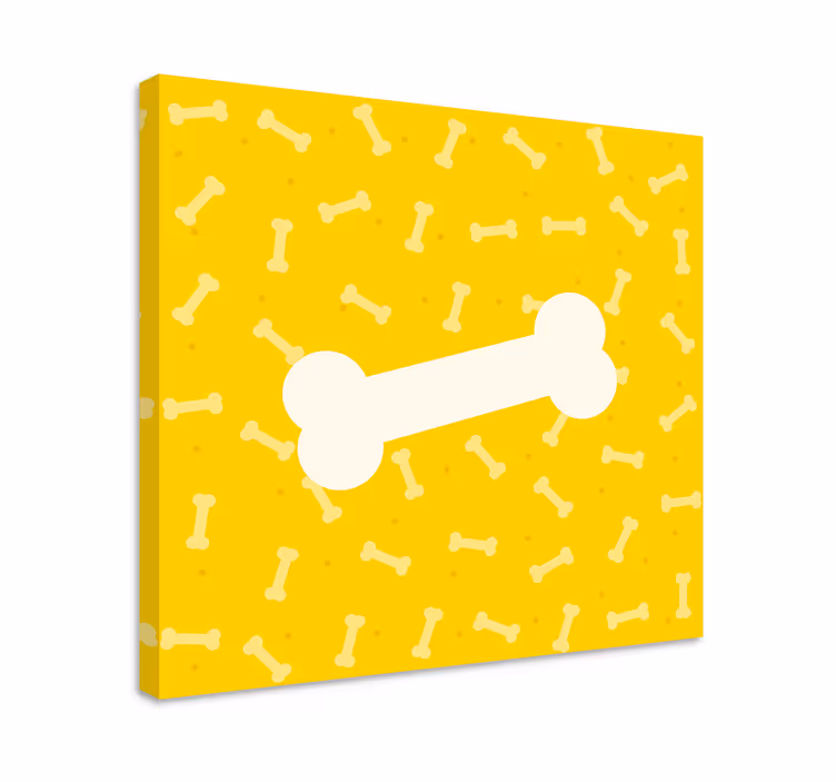 Tableau chien Os de chien mignon fond jaune - TenStickers