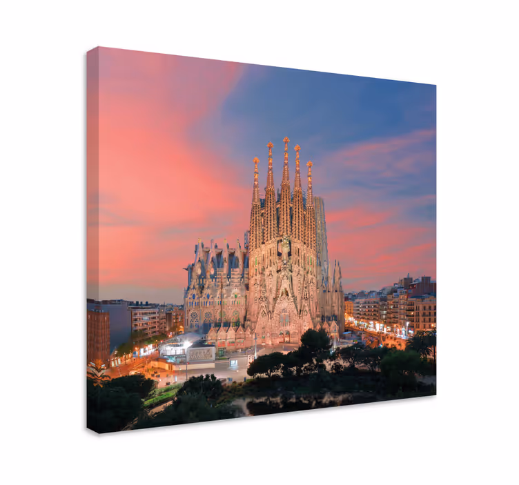 Tableau villes et pays sagrada familia au coucher du soleil - TenStickers