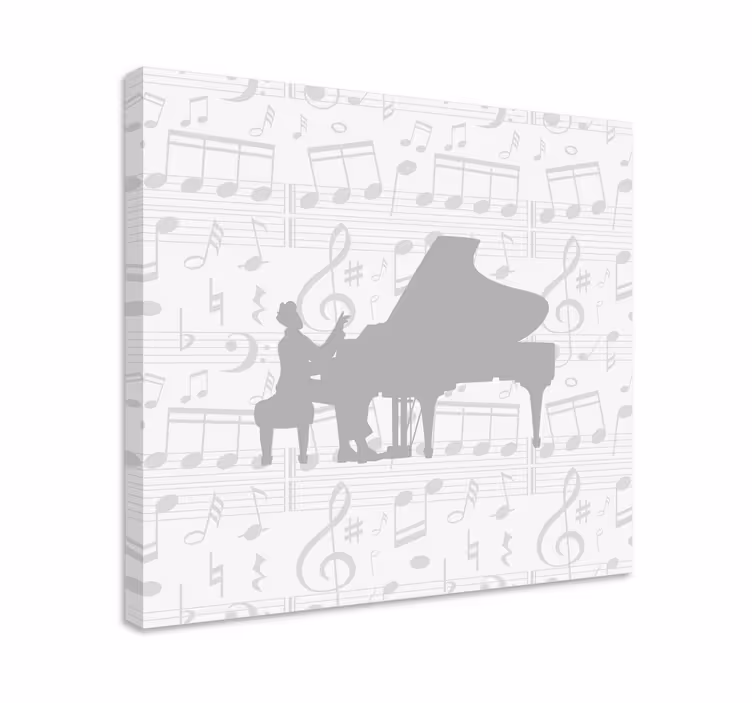 Tableau musique silhouette de mélodies au piano - TenStickers
