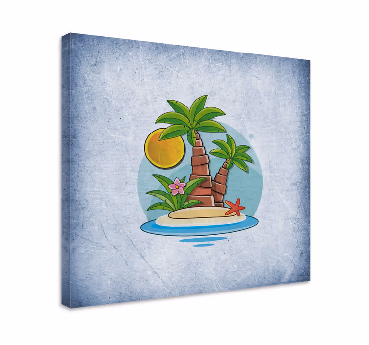 Tableau fleurs et plantes scène d'île tropicale - TenStickers
