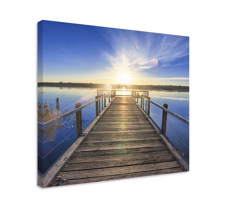 Tableau paysages quai au bord du lac ensoleillé - TenStickers