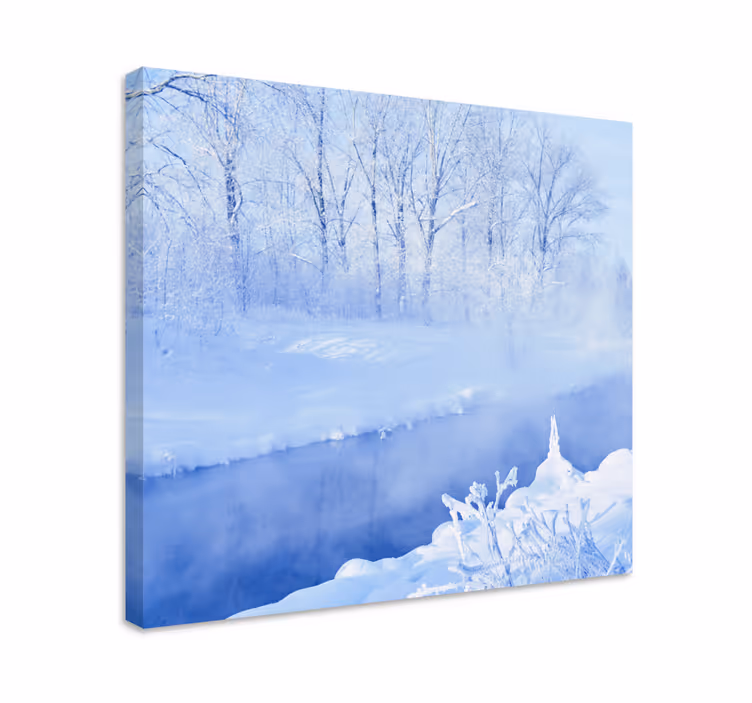 Tableau paysages vue sur le ruisseau en hiver - TenStickers
