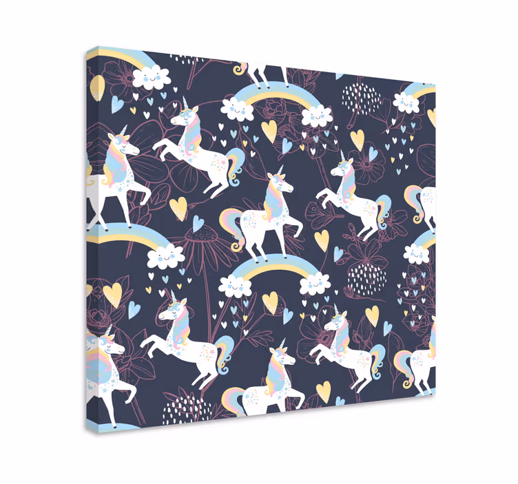 Tableau licorne licornes enchantées en plein jeu - TenStickers