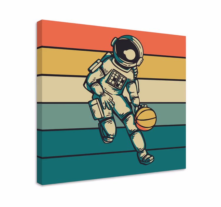 Tableau sports cosmonaut engagé au basketball - TenStickers
