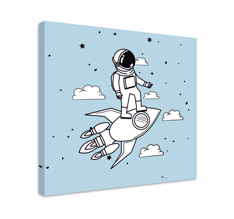 Tableau fruits aventure de l'astronaute en fusée - TenStickers
