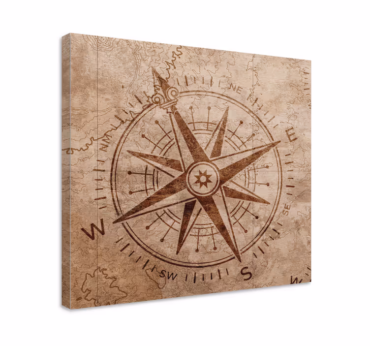 Tableau vintage Boussole vintage marron - TenStickers