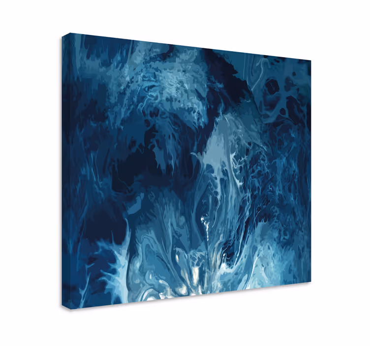 Tableau abstraite Vagues d'aquarelle de tons bleus - TenStickers