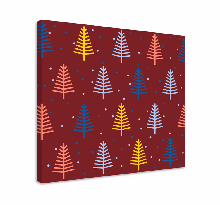Tableau arbres branches de pin colorées - TenStickers