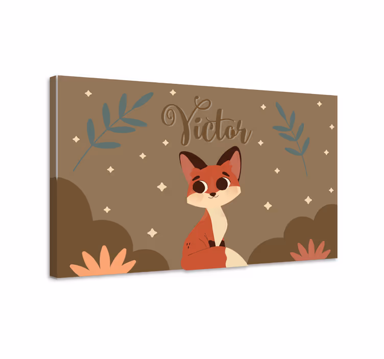 Tableau dinosaures illustration de renard mignon - TenStickers