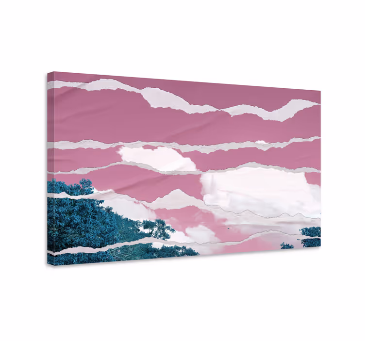 Tableau paysages couleurs sur un horizon rose - TenStickers