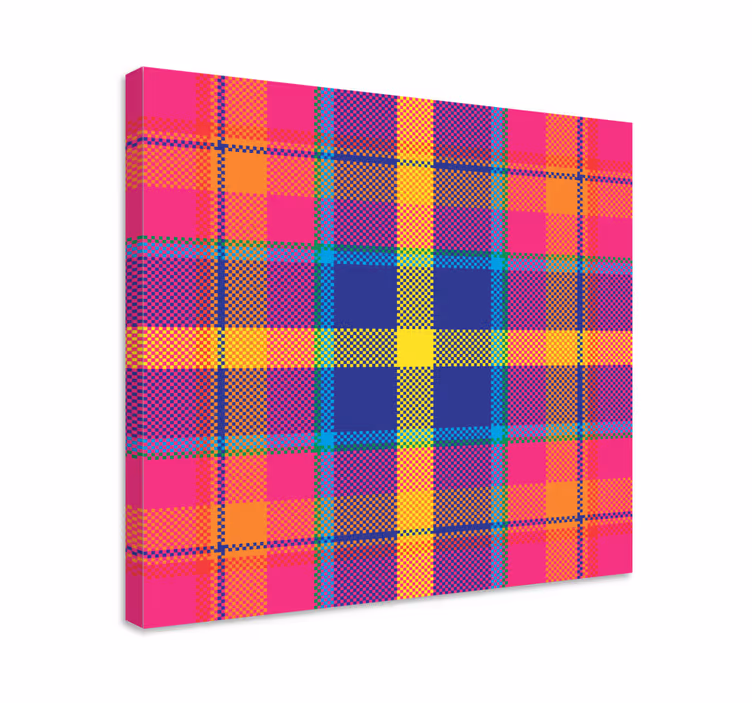Tableau géométrique motif à carreaux colorés - TenStickers