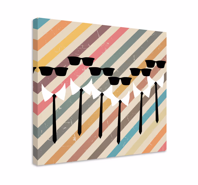 Tableau fleurs figures élégantes en lunettes de soleil - TenStickers