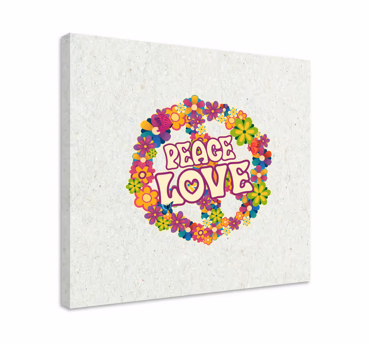 Tableau citation couronne de fleurs paix amour - TenStickers