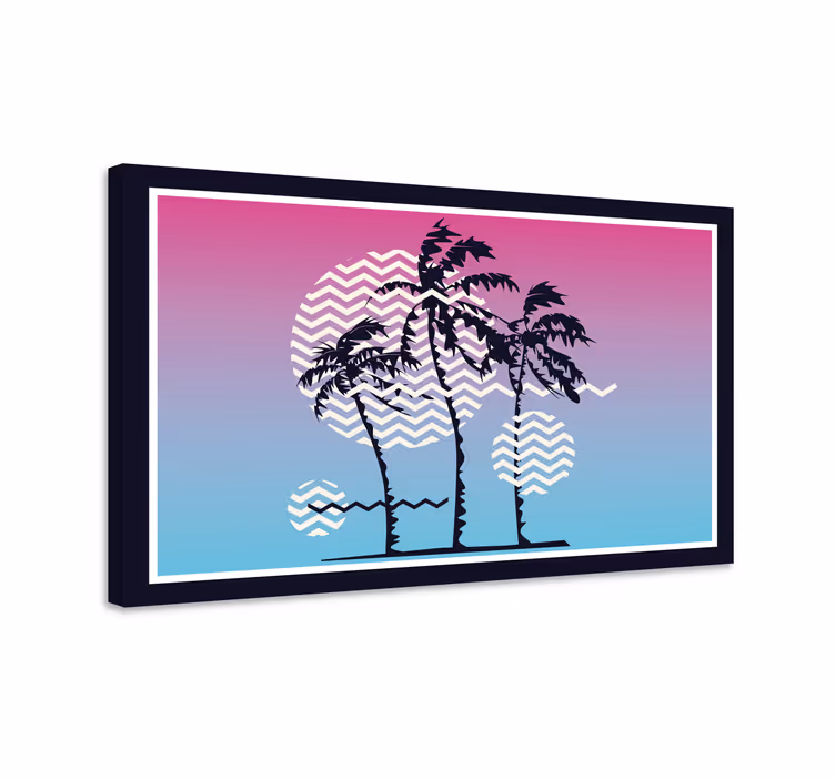 Tableau vintage Palmiers coucher de soleil rétro - TenStickers