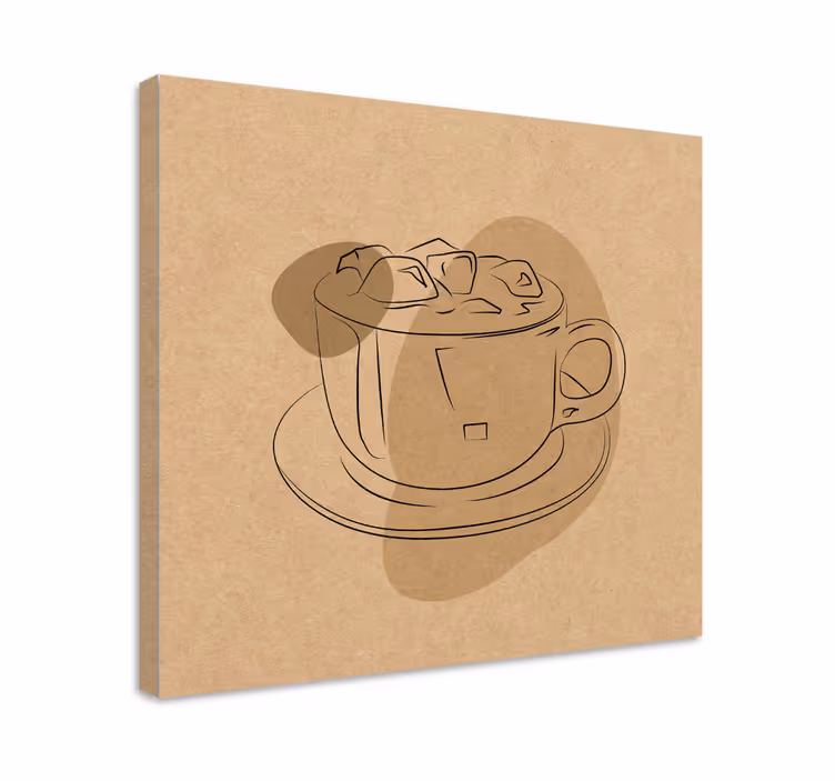 Tableau fleurs illustration tasse de café - TenStickers