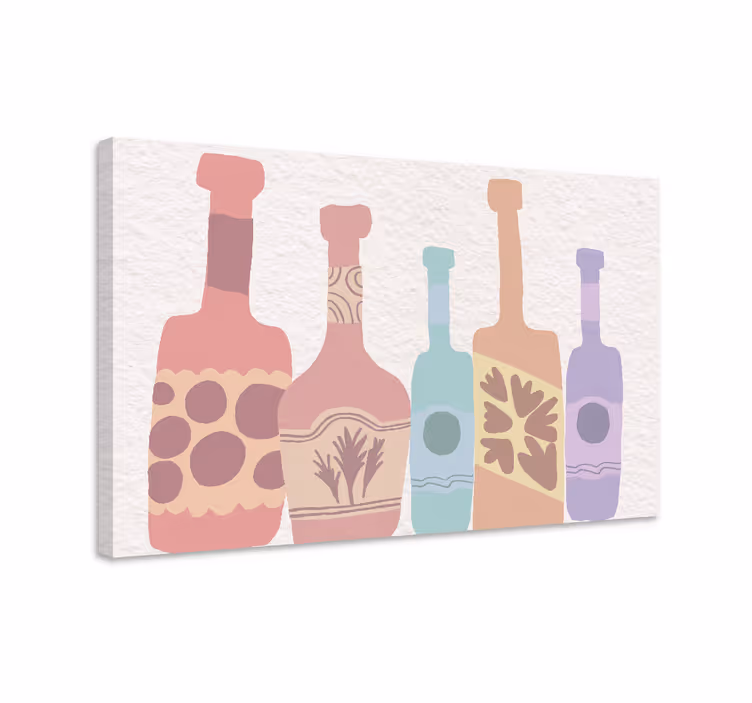 Tableau ornemental silhouettes de bouteilles colorées - TenStickers