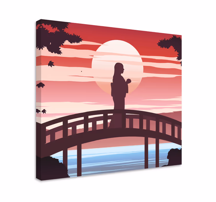 Tableau abstrait silhouette sur un pont - TenStickers