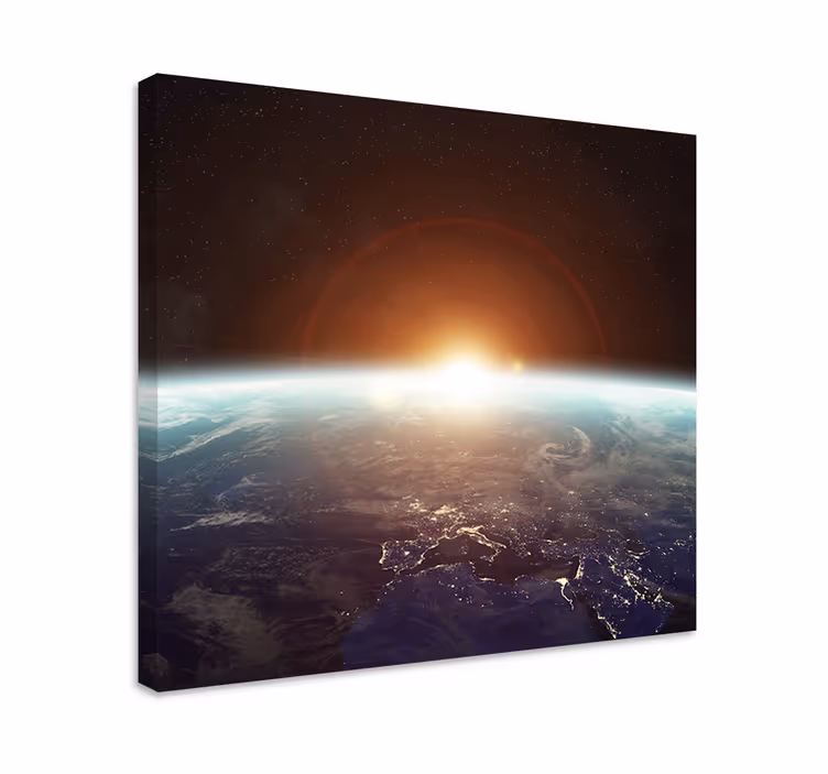 Tableau carte du monde terre vue de l'orbite - TenStickers