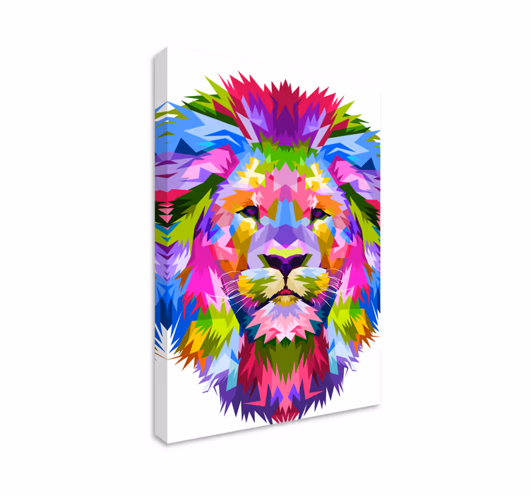 Tableau géométrique Lion couleurs vives - TenStickers