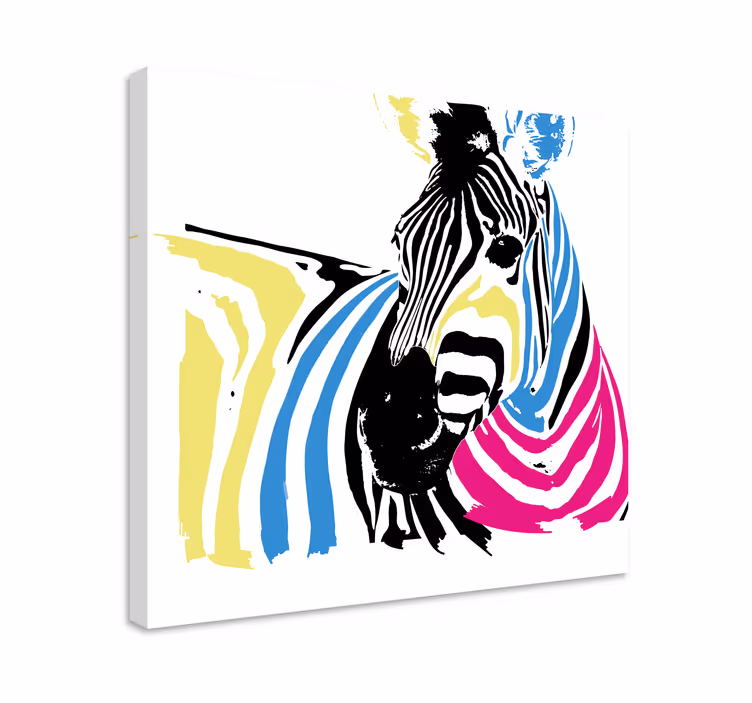 Tableau animaux zebra aux rayures vives - TenStickers