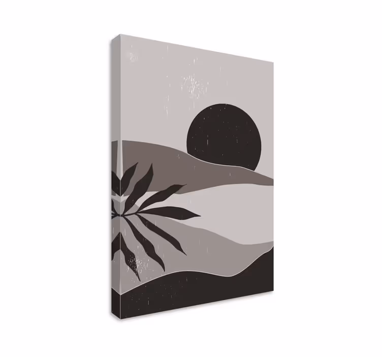 Tableau abstrait paysage coucher de soleil gris - TenStickers