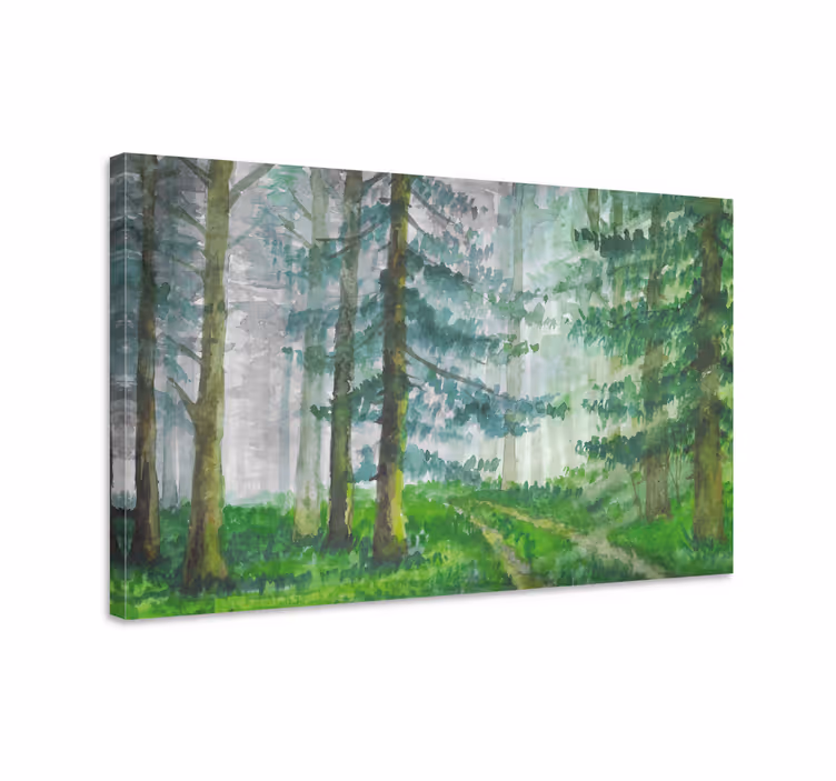 Tableau paysages sentier boisé brumeux - TenStickers