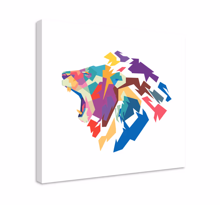 Tableau animaux tête de lion colorée - TenStickers