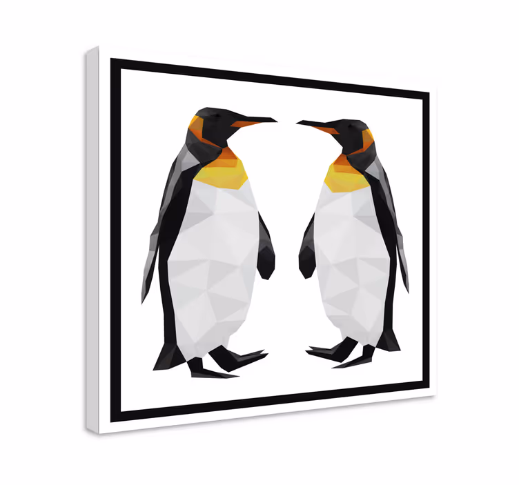 Tableau 3d deux pingouins géométriques - TenStickers